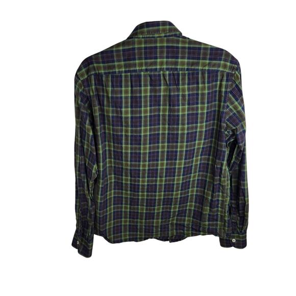 Untuckit Slim Fit Button Up Shirt Mens Size Large Green Blue Plaid Cotton - Picture 6 of 8